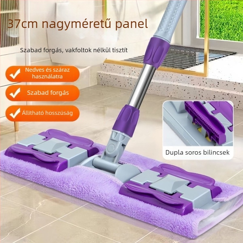 Mop háztartási célú ruhával ellátott, sík felületű mop, 2026-os új modell, kifejezetten fa padlókhoz, egy mozdulattal tisztító eszköz, vastagított kiadás