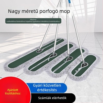 Háztartási pamut mop por tolófejjel, nagy sík felületű mop otthonokhoz és szállodákhoz, cserélhető fej