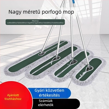 Háztartási pamut mop por tolófejjel, nagy sík felületű mop otthonokhoz és szállodákhoz, cserélhető fej