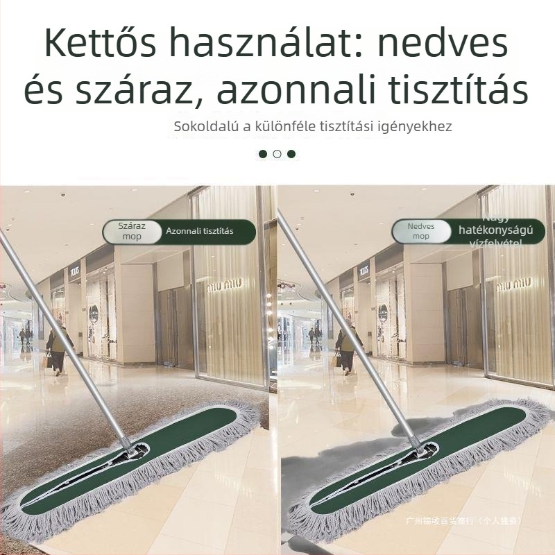 Háztartási pamut mop por tolófejjel, nagy sík felületű mop otthonokhoz és szállodákhoz, cserélhető fej