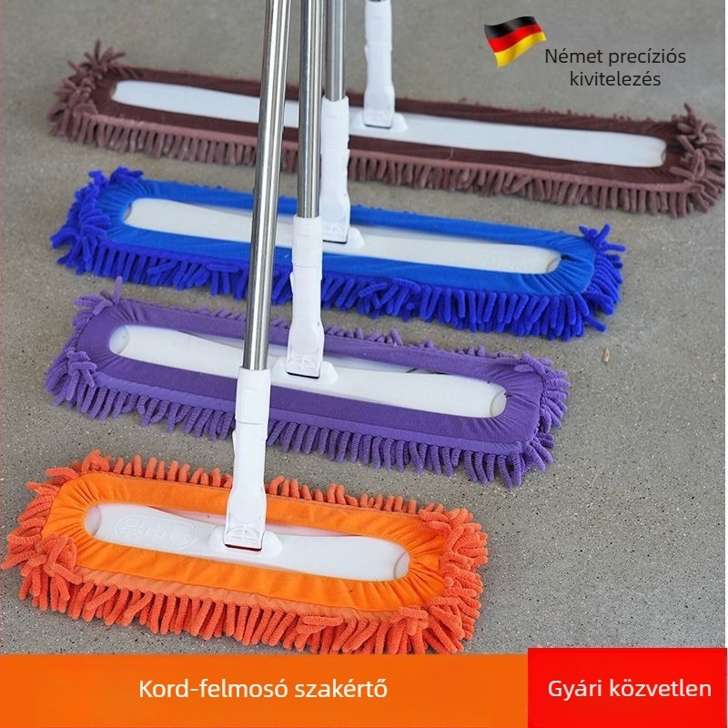 Chenille széles mop háztartási használatra, sík felületű mop tisztításra, egy lépéses száraz és nedves tisztítás fa padlókhoz és csempe