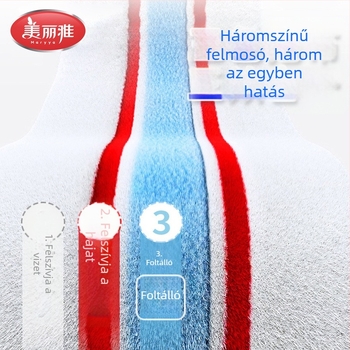 Meiliya padlóhoz való sík mop – mikroszálas, kéz nélküli használat, egy lépéses tisztítás, csúsztatással történő víznyomás, rozsdamentes acél nyél