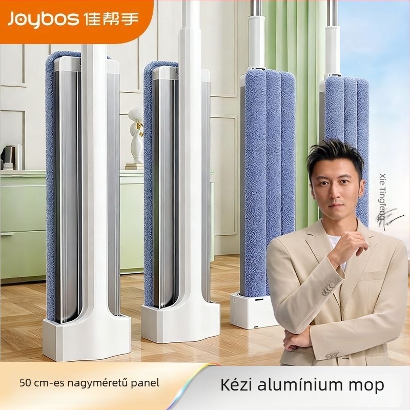 Good Helper 40 cm szürke alumínium lapos mop fából készült padlókhoz – egy lépéses tisztítás, otthoni használatra