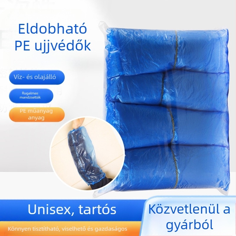 Egyszer használatos karvédők, vízálló és olajálló, zöld PVC, vastagodott őszi-téli, uniszex