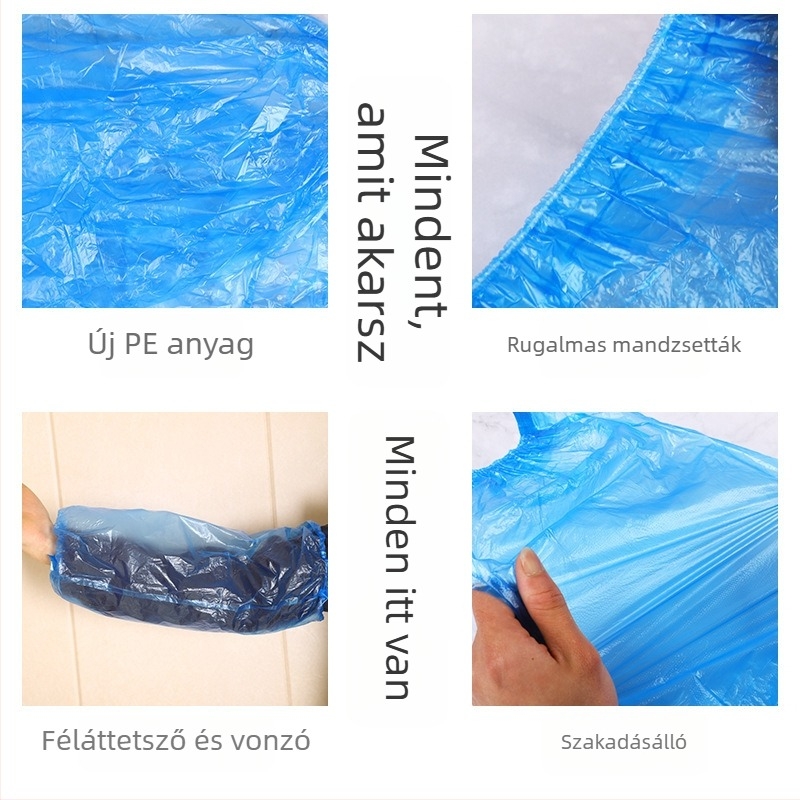 Egyszer használatos karvédők, vízálló és olajálló, zöld PVC, vastagodott őszi-téli, uniszex