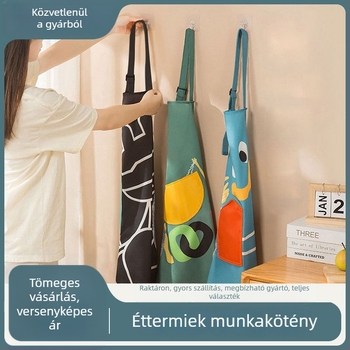 Új stílusú konyhai kötény otthoni használatra, vastított, vízálló és olajálló, törölhető felülettel, karikatúra/animés minta, poliészter
