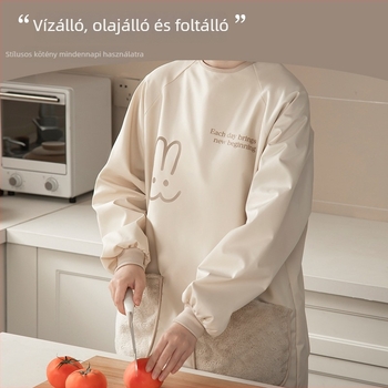 Konyhai hosszú ujjú kötény, vízálló, olajálló, mosható