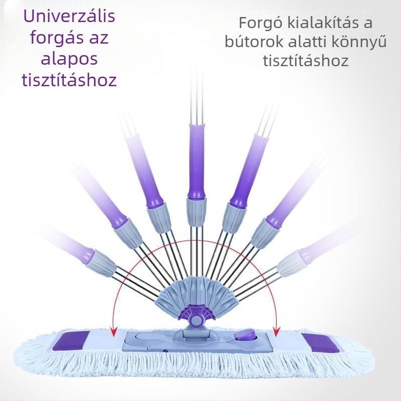 Lapos mop háztartási használatra, egy lépéses tisztítás, nedves és száraz használatra egyidejű, érintés nélküli mosás, könnyen használható, nedvszívó és strapabíró mop