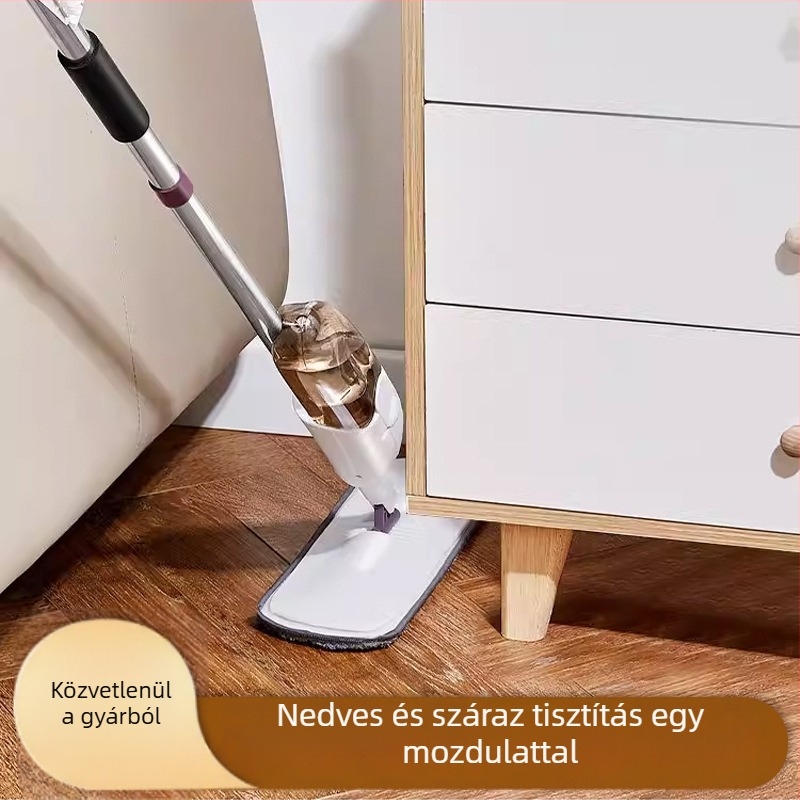 Permetezős felmosó, kéz nélkül, lapos felmosó háztartási használatra, nedves és száraz tisztítás, állítható teleszkópos nyél