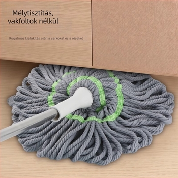 Hordozható öncsavaró mop a fürdőszobába, mikroszálas fej, rozsdamentes acél nyél, nedvszívó, 100–120 cm