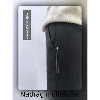 Téli fleece nadrágusz guszett panellel a gát környékén, fűzleveles mintával, enyhén bővülő, kényelmes viselet