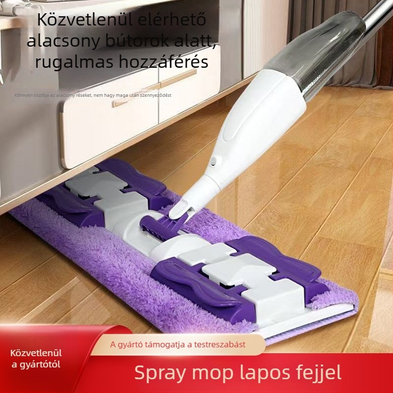 Spray felmosó mikroszálas ruhaklippel, sík felmosó, érintés nélküli tisztítás, vízpermettel
