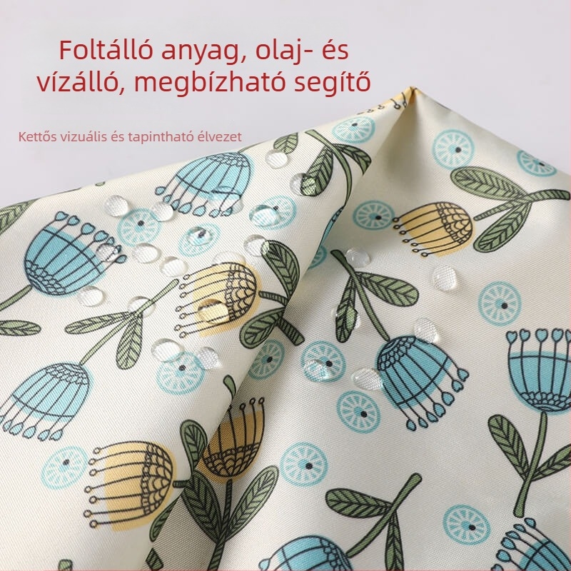 Vízálló konyhai kötény otthoni használatra, ujj nélküli, kopás- és szennyeződésálló, kis virág mintával