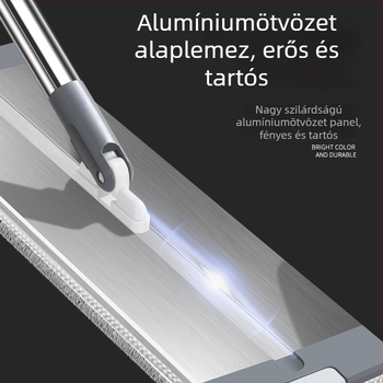 Kézmosás nélküli lapos mop, alumínium ötvözetű nyéllel, mikroszálas nedvszívó fej, háztartási használatra