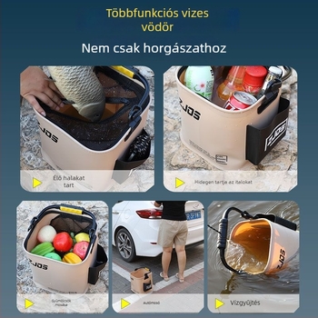Összecsukható, hordozható halas vödör kültéri horgászathoz