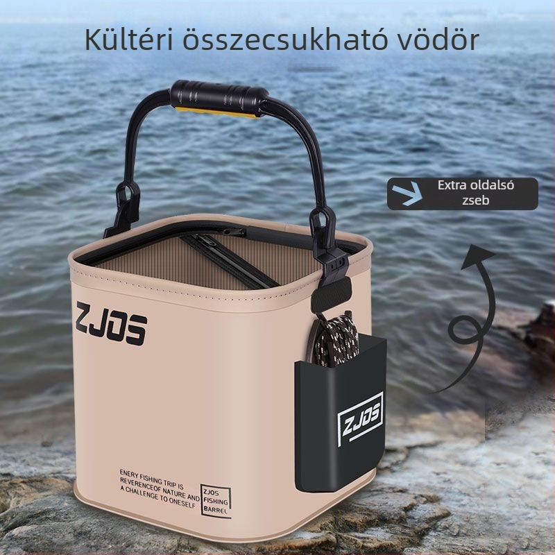 Összecsukható, hordozható halas vödör kültéri horgászathoz