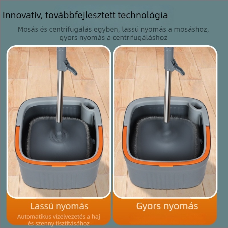 Vízválasztásos forgó mop, érintés nélküli automata kinyomás, száraz és nedves tisztításra, ultrafinom mikroszálas