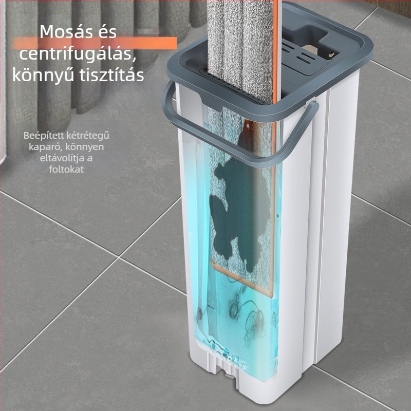 Otthoni használatra tervezett mop, 50 cm, száraz és nedves tisztítás, érintésmentes használat, lapos fej forgó tárolóval