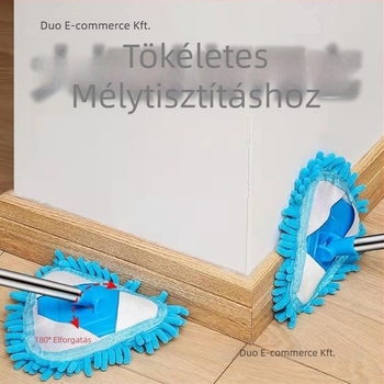 Háromszög alakú háztartási felmosó, száraz és nedves tisztítás, multifunkcionális felmosó rozsdamentes acél rúddal és chenille fejjel, albérletben használható