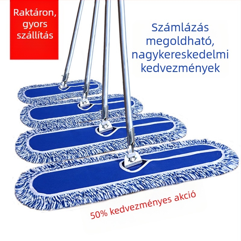 Vastagított lapos mop pamutszál fejjel és megerősített rúddal háztartási és professzionális tisztításhoz