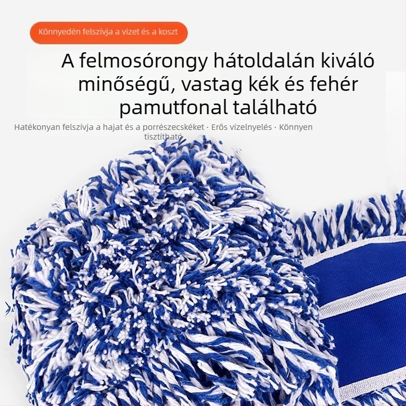 Vastagított lapos mop pamutszál fejjel és megerősített rúddal háztartási és professzionális tisztításhoz