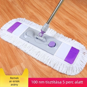 Lapos mop otthoni használatra, nedves és száraz kettős használat, érintésmentes kicsavarás, nedvszívó és strapabíró, rozsdamentes acél rúddal