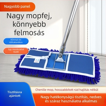 Nagy chenille lapos mop száraz és nedves tisztításra – nedvszívó mop fa padlókhoz és csempékre