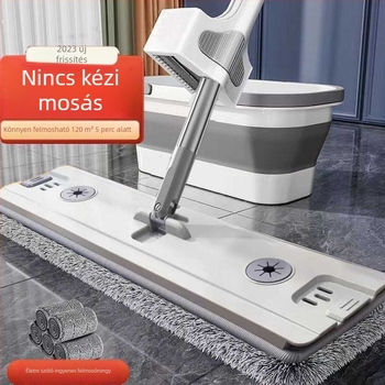 2025-ös új lapos mop nedves és száraz használatra, vastított rúddal, többfunkciós és strapabíró, kéz nélküli kinyomás, beépített víztároló és mikroszálas kendő