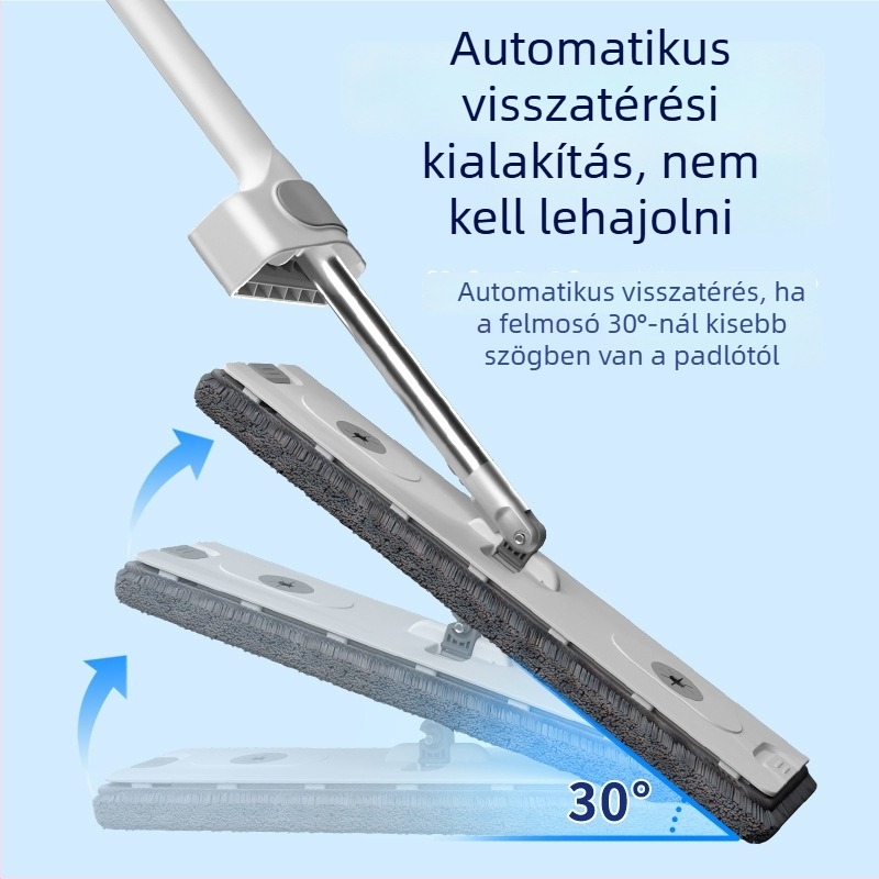 Háztartási sík mop műanyag fejjel, érintésmentes nedves és száraz tisztításhoz, 45 cm fej