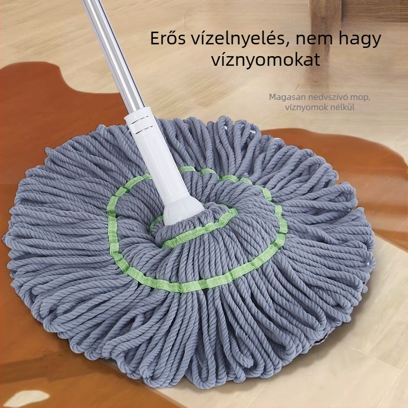 Háztartási padló mop automata kinyomóval, érintésmentes használat, száraz és nedves tisztítás, mikroszálas, rozsdamentes acél nyél