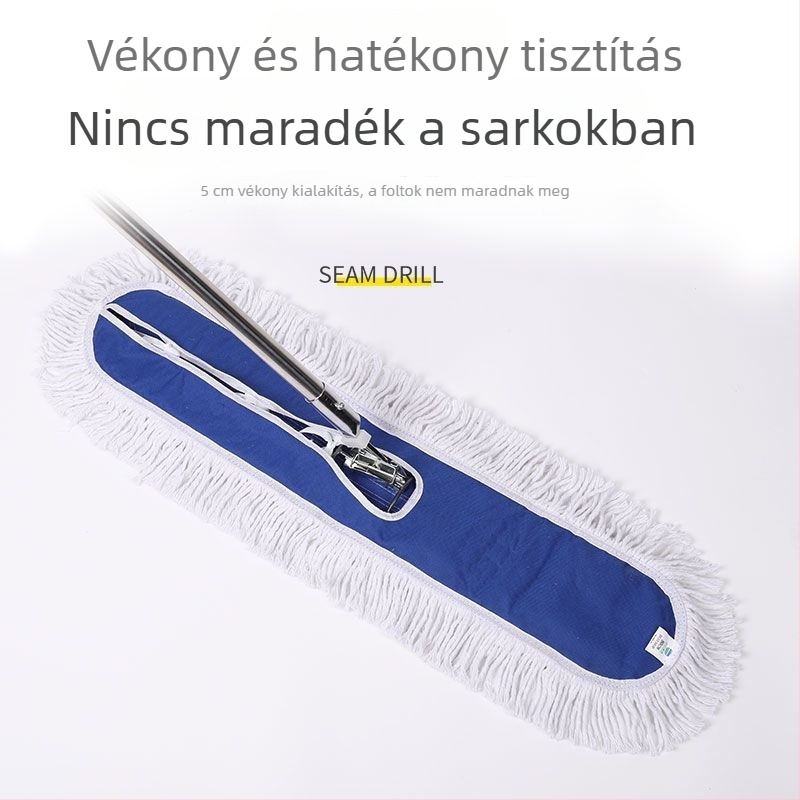 Fancy lapos mop rozsdamentes acéllal, nedvszívó szivaccal, 40–110 cm, kék klipekkel, teljes készlet vastag cserélhető fejjel (kék/zöld)