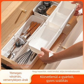 Kihúzható fiókos rendező konyhai eszközökhöz rekeszekkel