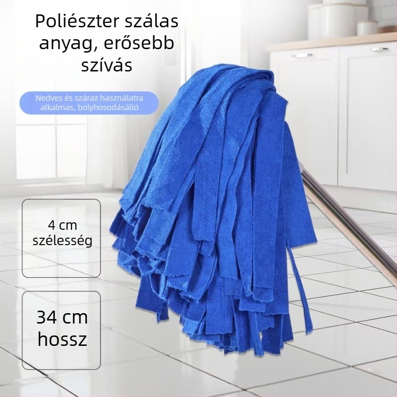 Mop a padlóra abszorpciós, szalaggal ellátott törölköző, rozsdamentes acél nyél, mikroszálas fej, teleszkópos hossz 120–140 cm, lekapcsolható és mosható