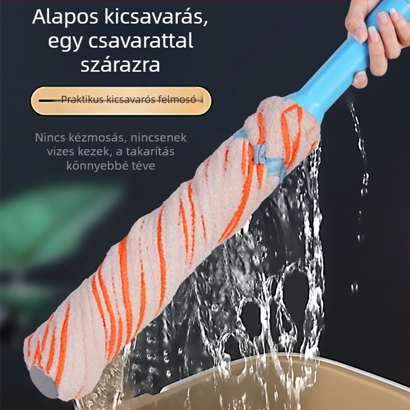 Önkicsavaró forgó mop háztartási használatra, pamut fej, teleszkópos hossz 100–120 cm