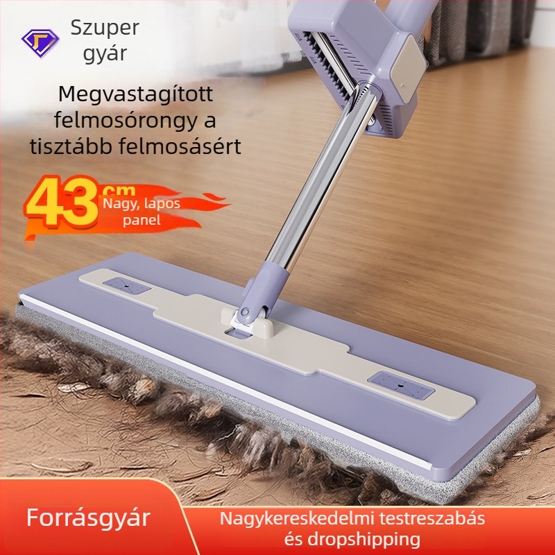 Nagy méretű érintésmentes lapos mop kereskedelmi és otthoni tisztításra, mikroszálas