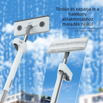 Többcélú üvegtisztító eszköz mikroszálas mini mop és törölközővel, teleszkópos nyéllel 63–114 cm