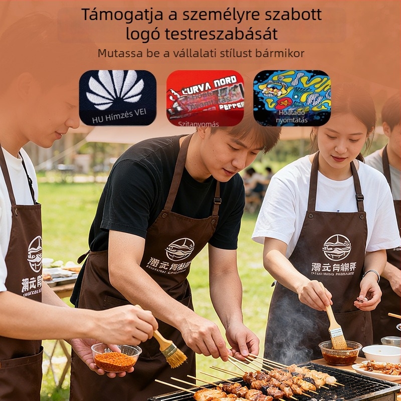 Személyre szabható vízálló és olajálló catering kötény, ujjatlan, egy méret, logó nyomtatás