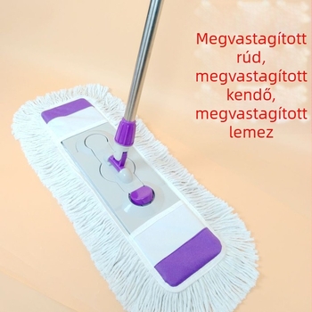Lapos mop rozsdamentes acél kerettel, nedvszívó pamut géz mop fej, pamutszálas poroló fej