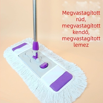 Lapos mop rozsdamentes acél kerettel, nedvszívó pamut géz mop fej, pamutszálas poroló fej