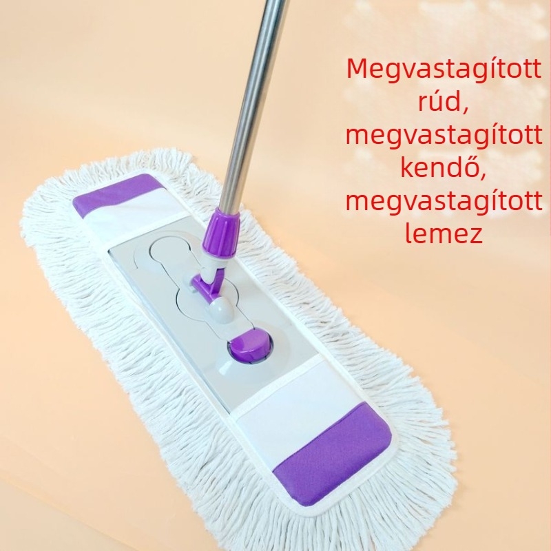 Lapos mop rozsdamentes acél kerettel, nedvszívó pamut géz mop fej, pamutszálas poroló fej