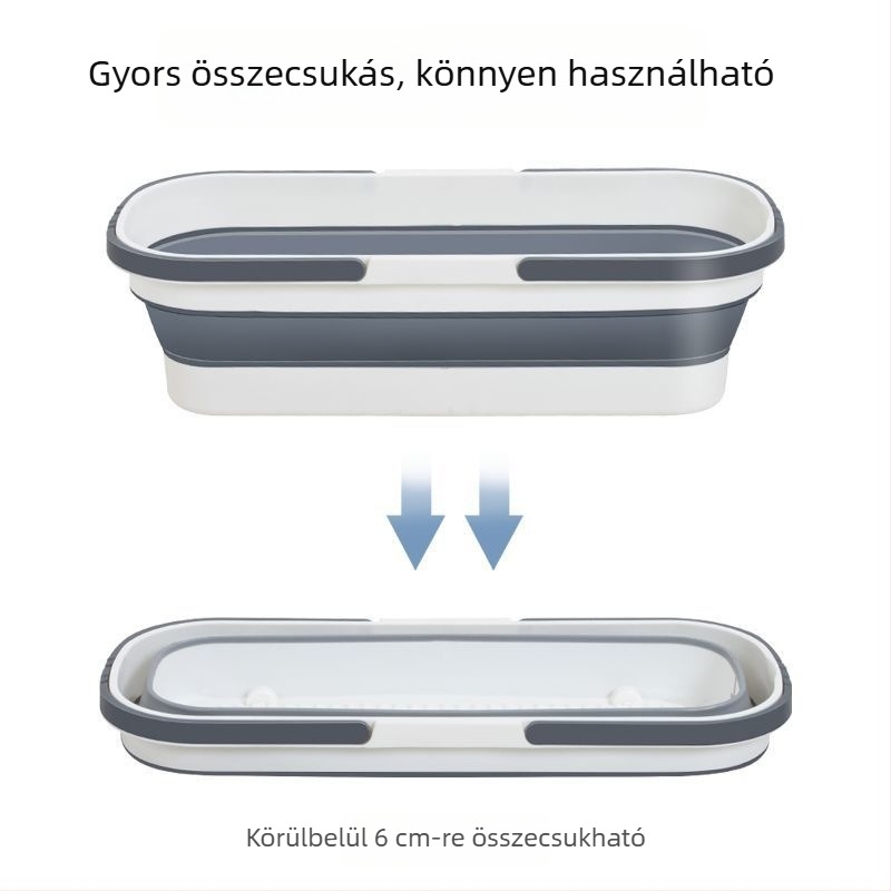 Hordozható összecsukható műanyag felmosóvödör, téglalap alakú