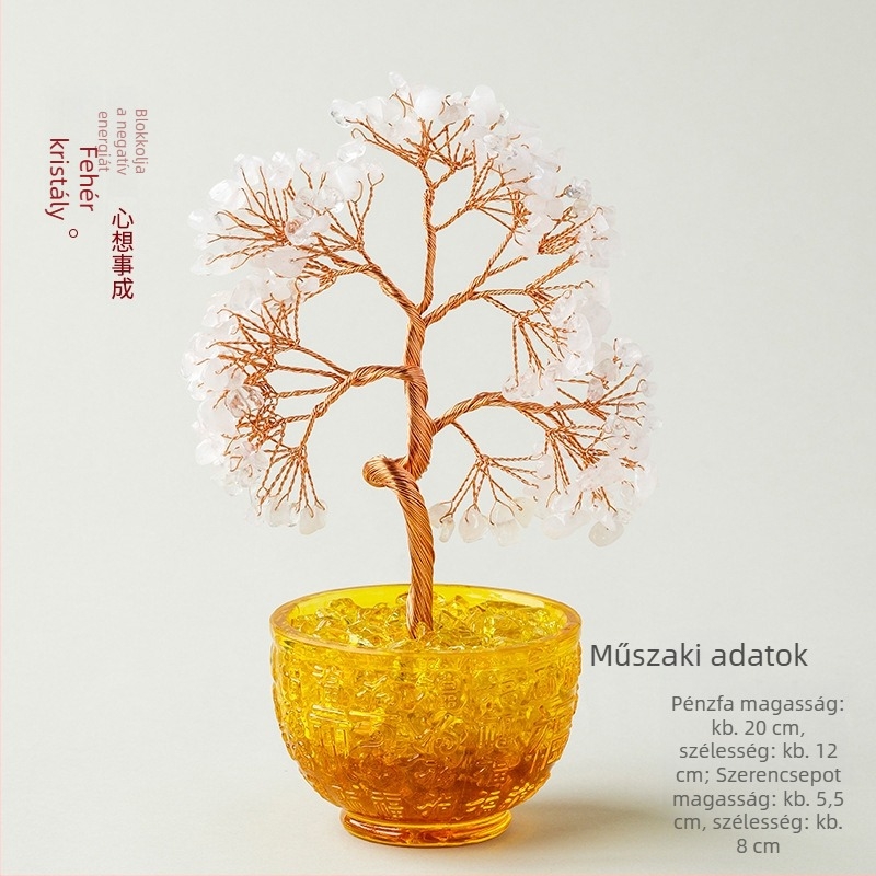 Kristály pénzfa — dekoráció otthonra, a nappaliba és az irodába.