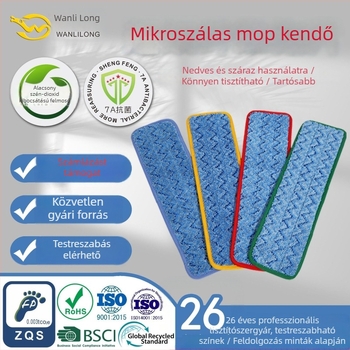 Lapos mop szövet, kettős használat száraz és nedves felületekhez, színkódolt mopfejek, magas hőmérsékleten gépi mosás, professzionális minőségű mikroszálas, gyorsan szárad, levehető és mosható