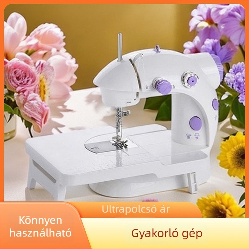 Háztartási elektromos varrógép, kompakt, mini, többfunkciós, hordozható, vastag textilekhez