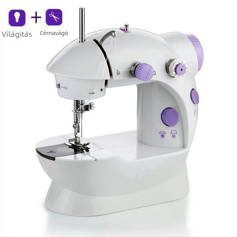 Háztartási elektromos varrógép, kompakt, mini, többfunkciós, hordozható, vastag textilekhez