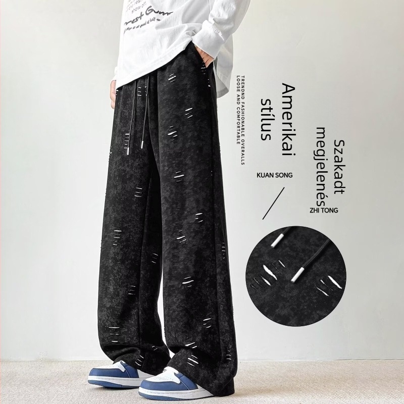 Férfiaknak szóló amerikai stílusú hip-hop nadrágok, casual tavasz-nyár, egyenes szabású, laza