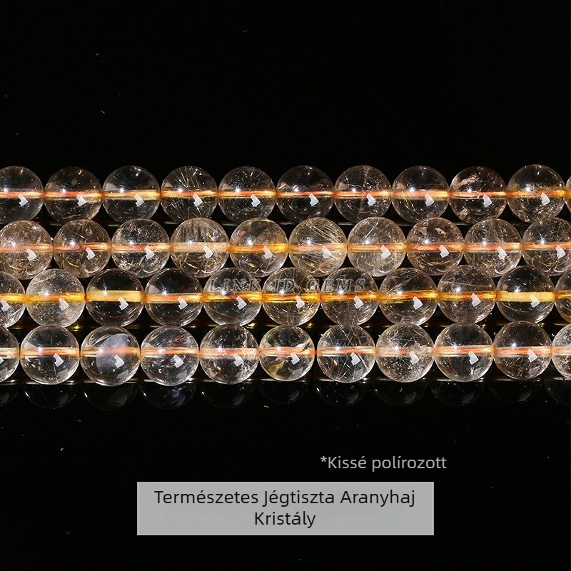 Természetes szőke kristály 8 mm kerek gyöngyök DIY ékszerekhez – nyaklánc és karkötő alkatrészek