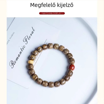 Természetes nyers vörös achát gyöngyök, régi stílusban, derék- és hengeres gyöngyökkel, laza gyöngyökkel buddhista imához és Rudrakshahoz