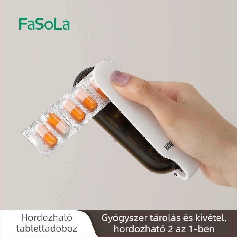FaSoLa mini hordozható tablettatartó – fényvédett, zárható, nedvességálló gyógyszer-tároló