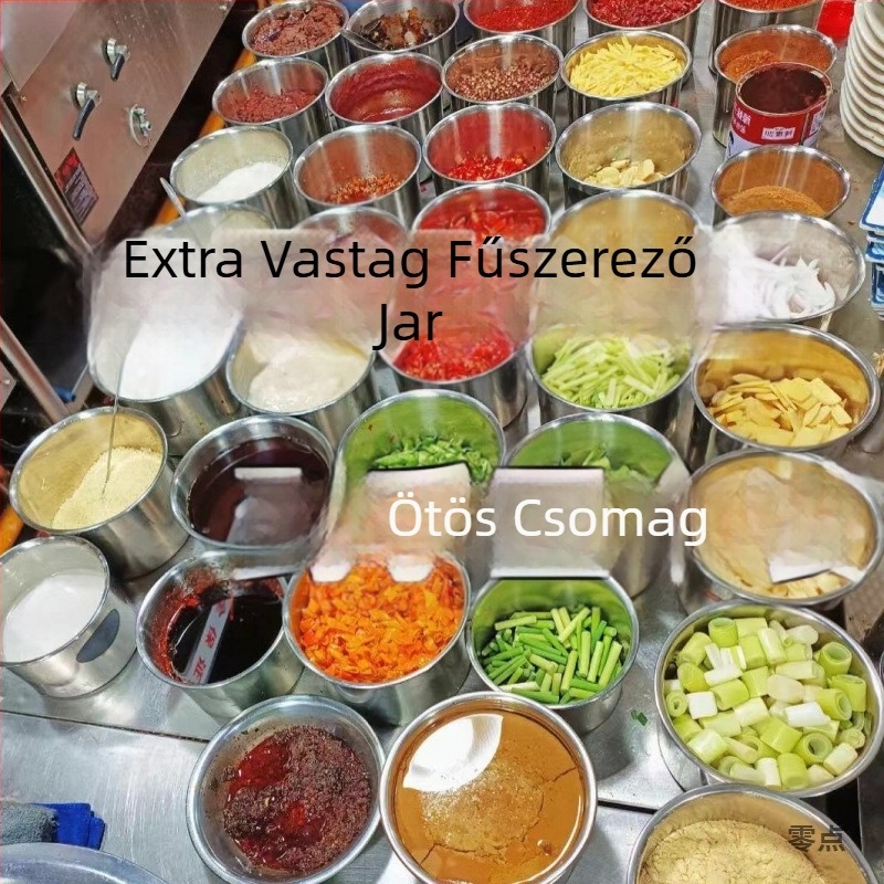 Rozsdamentes acél fűszertartó készlet fedővel – konyhai fűszerek tárolására